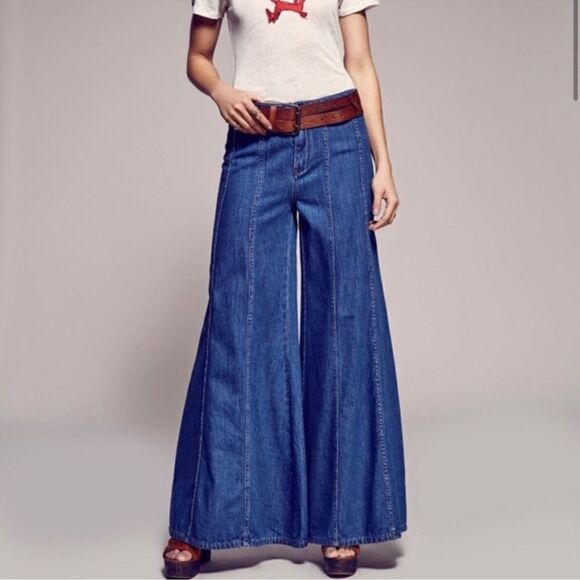 Free People Gilmore 70s Wide Leg Jeans - Picture 1 of 6